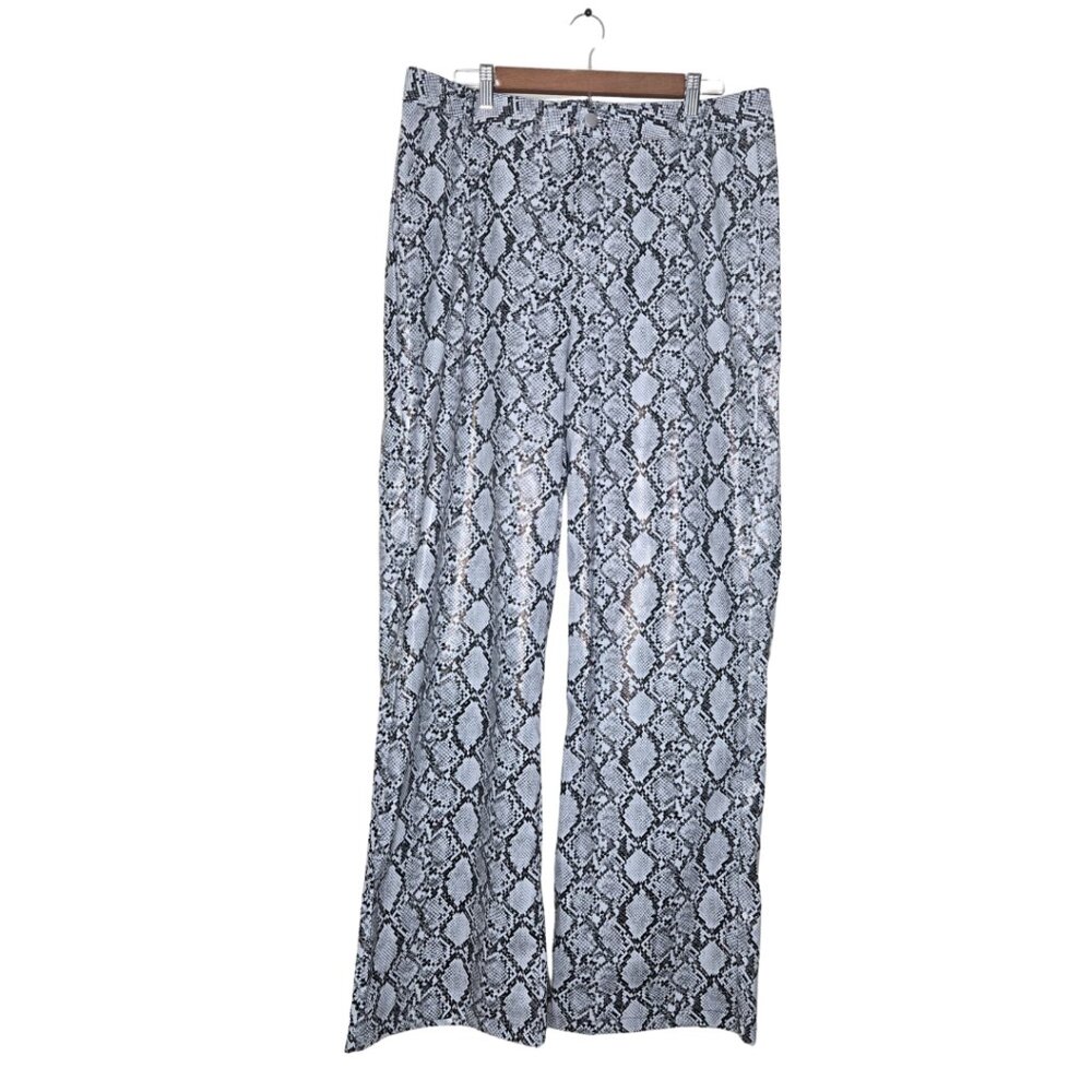 Boohoo Snake Print Faux Leather Wide Leg Trousers